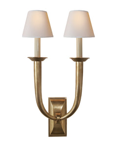 French Deco Horn Double Sconce