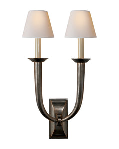 French Deco Horn Double Sconce