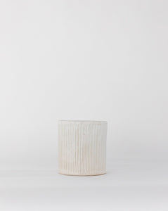 Glossy White Scalloped Crock