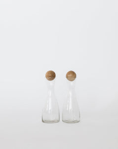 Mango Wood & Glass Cruets (Set of 2)