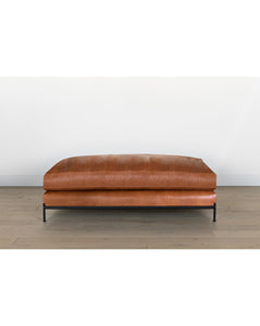 Morrison Metal Base Large Leather Ottoman