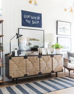 Denim Ticking Woven Jute Rug Swatch